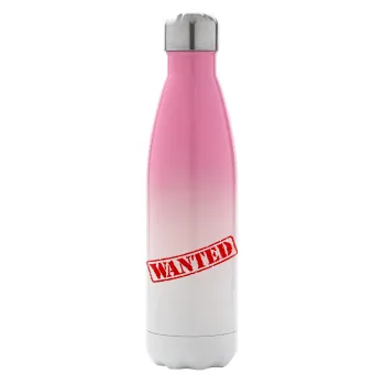 Wanted, Metal mug thermos Pink/White (Stainless steel), double wall, 500ml