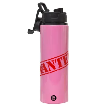 Wanted, Metallic water bottle with safety lid, 850ml aluminum