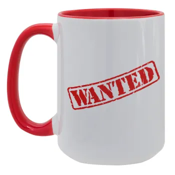 Wanted, Κούπα Mega 15oz, κεραμική Κόκκινη, 450ml