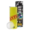 Neon Yellow Travel Tumbler, with metal straw (Stainless steel 304 Food grade, BPA free, 600ml)