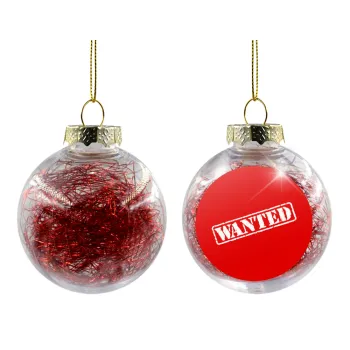 Wanted, Στολίδι Χριστουγεννιάτικη μπάλα δένδρου διάφανη με κόκκινο γέμισμα 8cm
