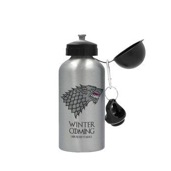 GOT House of Starks, winter coming, Metallic water jug, Silver, aluminum 500ml
