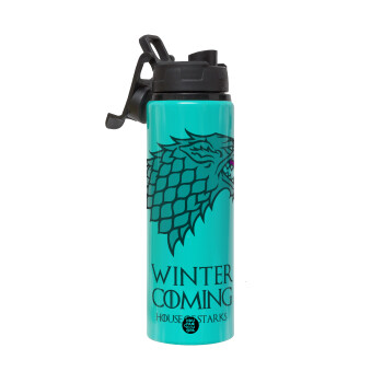 GOT House of Starks, winter coming, Metallic water bottle with safety lid, 850ml aluminum