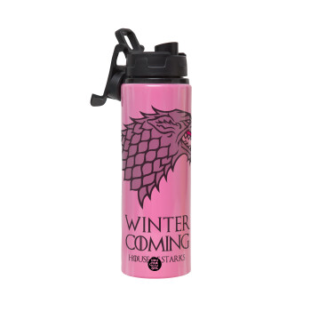 GOT House of Starks, winter coming, Metallic water bottle with safety lid, 850ml aluminum