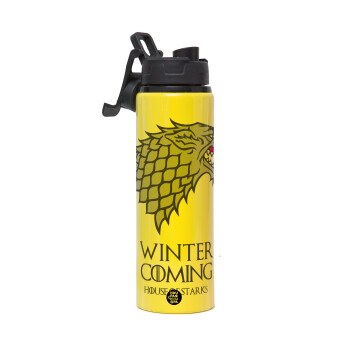 GOT House of Starks, winter coming, Metallic water bottle with safety lid, 850ml aluminum