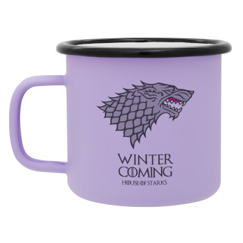 GOT House of Starks, winter coming, Κούπα Μεταλλική εμαγιέ ΜΑΤ Light Pastel Purple 360ml