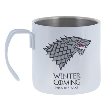 GOT House of Starks, winter coming, Mug Stainless steel double wall 400ml