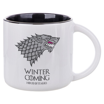GOT House of Starks, winter coming, Κούπα κεραμική 400ml Λευκή/Μαύρη