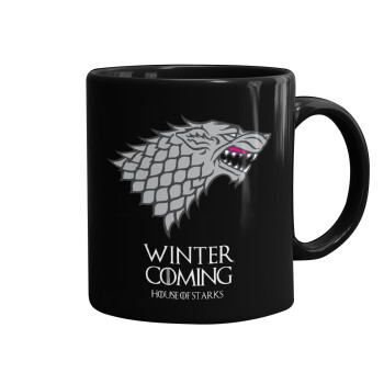 GOT House of Starks, winter coming, Mug black, ceramic, 330ml