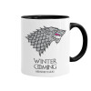 GOT House of Starks, winter coming, Κούπα χρωματιστή μαύρη, κεραμική, 330ml
