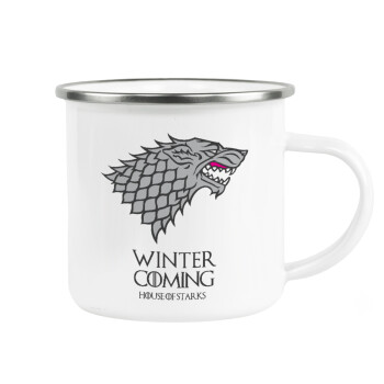 GOT House of Starks, winter coming, Metallic enamel cup white 360ml