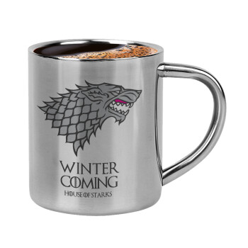 GOT House of Starks, winter coming, Double-wall metal cup for espresso (220ml)