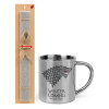 Easter Set, metallic thermal cup (300ml) & Easter aromatic flat candle (30cm) (GRAY)