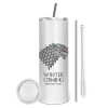 Tumbler stainless steel 600ml, with metal straw & cleaning brush