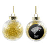 Transparent Christmas tree ball ornament with gold filling 8cm
