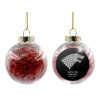 Transparent Christmas tree ball ornament with red filling 8cm