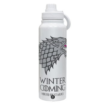 GOT House of Starks, winter coming, 1L Stainless Steel Thermal Bottle with Phone Holder & Double Wall Insulation