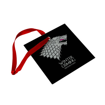 GOT House of Starks, winter coming, Christmas ornament, glass square ornament 9x9cm