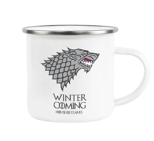 GOT House of Starks — Metallic enamel cup white 360ml