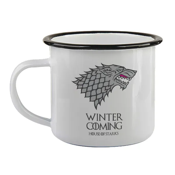 GOT House of Starks — Enamel mug with black rim, 360ml