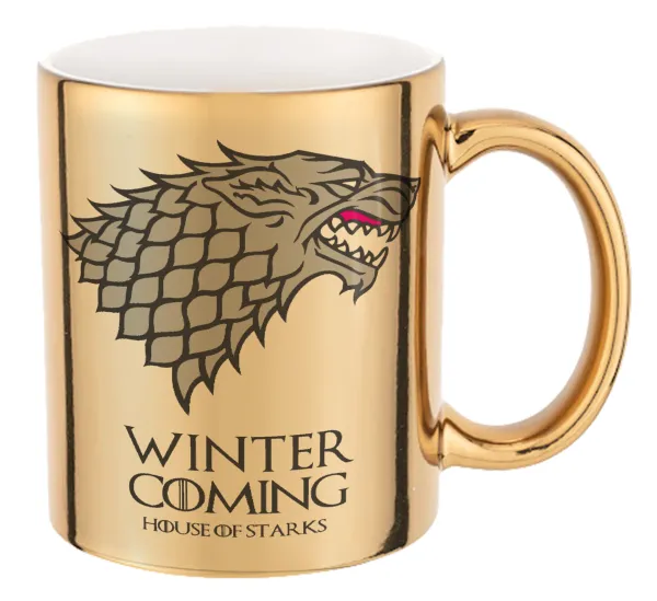 GOT House of Starks — Mug ceramic, gold mirror, 330ml