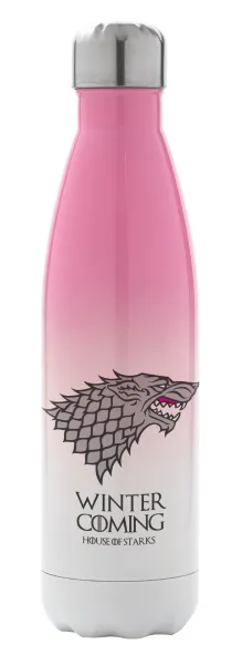 GOT House of Starks — Metal mug thermos Pink/White (Stainless steel), double wall, 500ml