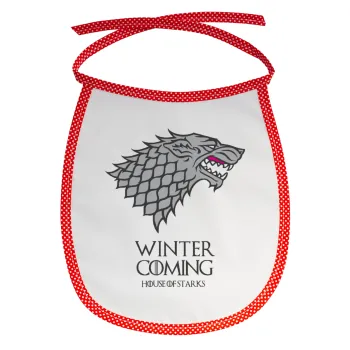 GOT House of Starks, winter coming, Σαλιάρα μωρού αλέκιαστη με κορδόνι Κόκκινη