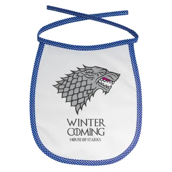 GOT House of Starks, winter coming, Σαλιάρα μωρού αλέκιαστη με κορδόνι Μπλε