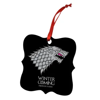 GOT House of Starks, winter coming, Christmas ornament polygon wooden 7.5cm