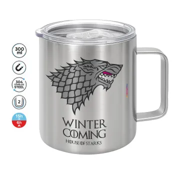 GOT House of Starks, winter coming, Mug Stainless steel double wall 300ml