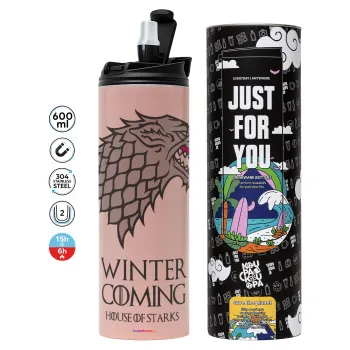 GOT House of Starks, winter coming, Tumbler stainless steel PINK 600ml