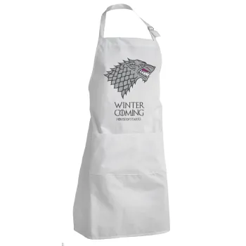 GOT House of Starks, winter coming, Adult Chef Apron (with sliders and 2 pockets)