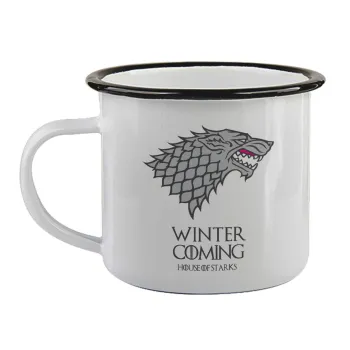 GOT House of Starks, winter coming, Κούπα εμαγιέ με μαύρο χείλος 360ml