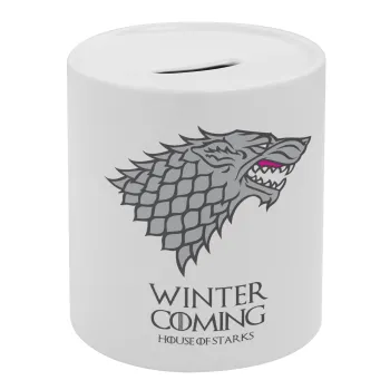 GOT House of Starks, winter coming, Κουμπαράς πορσελάνης με τάπα
