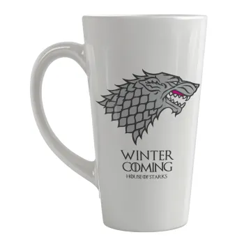 GOT House of Starks, winter coming, Κούπα κωνική Latte Μεγάλη, κεραμική, 450ml