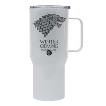 GOT House of Starks, winter coming, Mega Stainless steel Tumbler with lid, double wall 750L