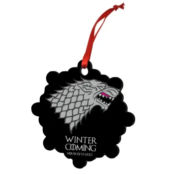GOT House of Starks, winter coming, Στολίδι Χριστουγεννιάτικο στολίδι snowflake ξύλινο 7.5cm
