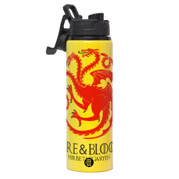 GOT House Targaryen, Fire Blood, Metallic water bottle with safety lid, 850ml aluminum