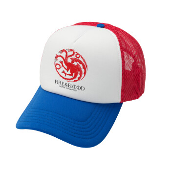 GOT House Targaryen, Fire Blood, Καπέλο Soft Trucker με Δίχτυ Red/Blue/White 