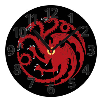 GOT House Targaryen, Fire Blood, Ρολόι τοίχου γυάλινο (20cm)