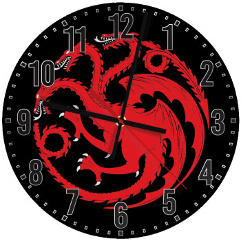 GOT House Targaryen, Fire Blood, Ρολόι τοίχου ξύλινο (30cm)