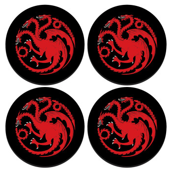 GOT House Targaryen, Fire Blood, ΣΕΤ 4 Σουβέρ ξύλινα στρογγυλά (9cm)