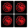 GOT House Targaryen, Fire Blood, ΣΕΤ 4 Σουβέρ ξύλινα τετράγωνα (9cm)