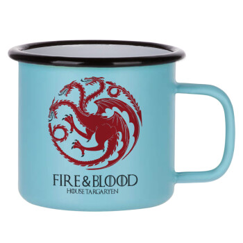GOT House Targaryen, Fire Blood, Κούπα Μεταλλική εμαγιέ ΜΑΤ σιέλ 360ml