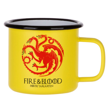GOT House Targaryen, Fire Blood, Κούπα Μεταλλική εμαγιέ ΜΑΤ Κίτρινη 360ml