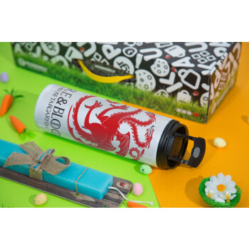 GOT House Targaryen, Fire Blood, Easter candle,Travel Tumbler 2 Lids, with metal straw & cleaning brush & aromatic flat candle (30cm) (BLUE)