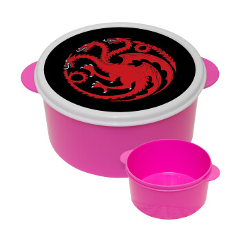GOT House Targaryen, Fire Blood, ΡΟΖ παιδικό δοχείο φαγητού (lunchbox) πλαστικό (BPA-FREE) Lunch Βox M16 x Π16 x Υ8cm
