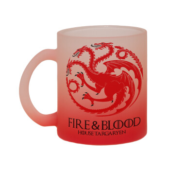GOT House Targaryen, Fire Blood, Κούπα γυάλινη δίχρωμη με βάση το κόκκινο ματ, 330ml