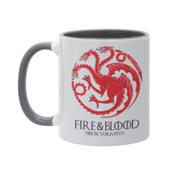 GOT House Targaryen, Fire Blood, Mug colored grey, ceramic, 330ml