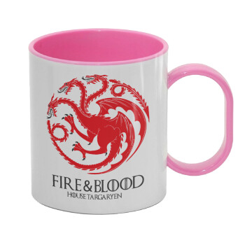 GOT House Targaryen, Fire Blood, Κούπα (πλαστική) (BPA-FREE) Polymer Ροζ για παιδιά, 330ml